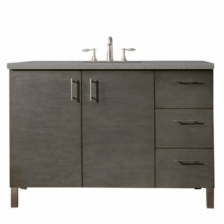 JAMES MARTIN VANITIES Metropolitan 48in Single Vanity, Silver Oak w/ 3 CM Grey Expo Quartz Top 850-V48-SOK-3GEX